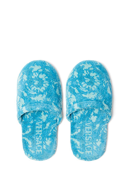 Mavi Desenli Unisex Havlu Terlik