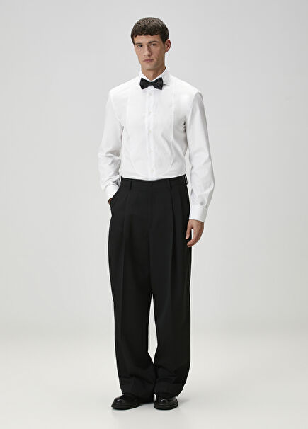 Black Wool Tuxedo Pants