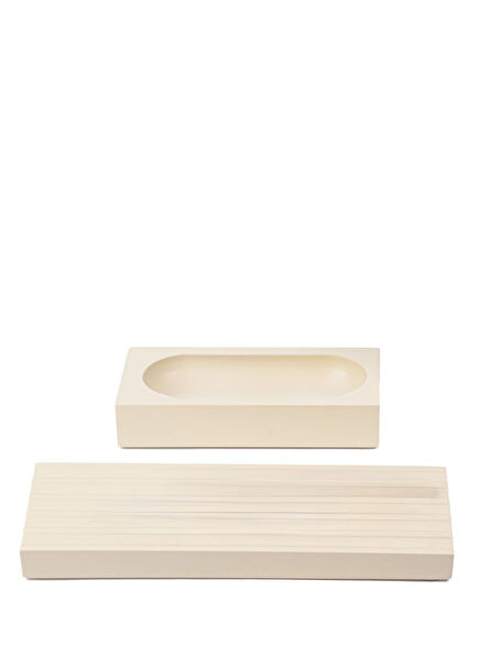 Woody Cream 2-Piece Desktop Organizer