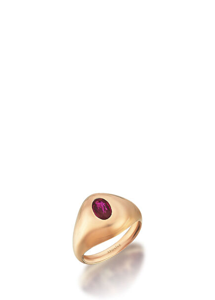 Ruby Taşlı Kadın Altın Yüzük