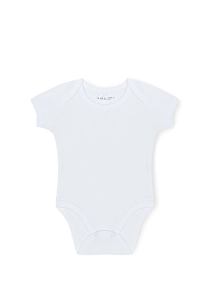 Beyaz Kısa Kollu  Yenidoğan Unisex Bebek Body Zıbın