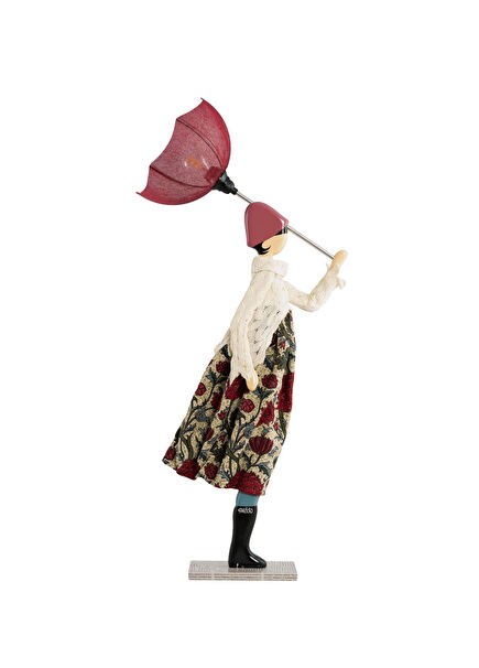 Karni Beige Burgundy Wooden Lampshade