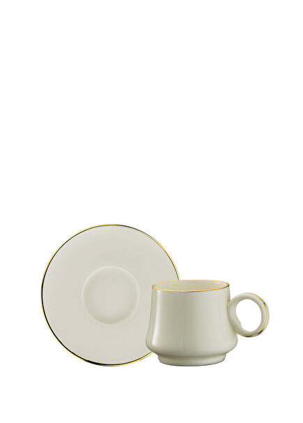 1453 Line Gold Yüzük Porselen 12 Parça 6 Kişilik Kahve Fincan Takımı 90 ml