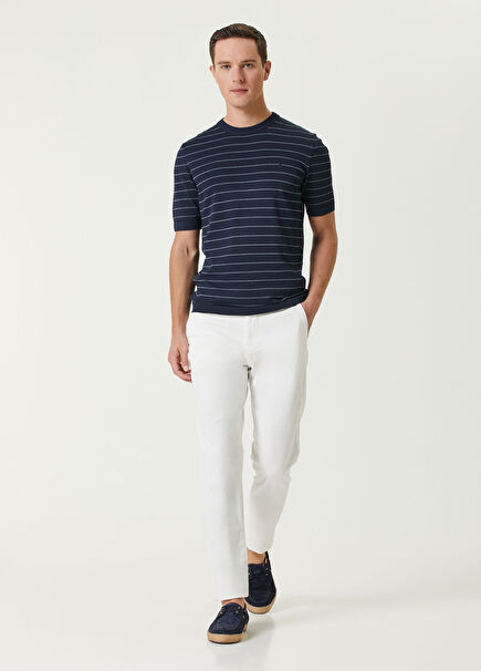 Slim Fit Beyaz Twill Pantolon