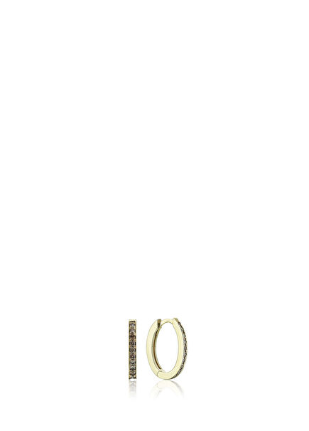 Hoop Champagne Diamond Stone 14 Carat Gold Women's Earring