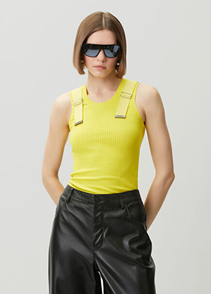Yellow Strap Detailed Tank Top