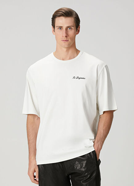 White Logo Printed T-Shirt