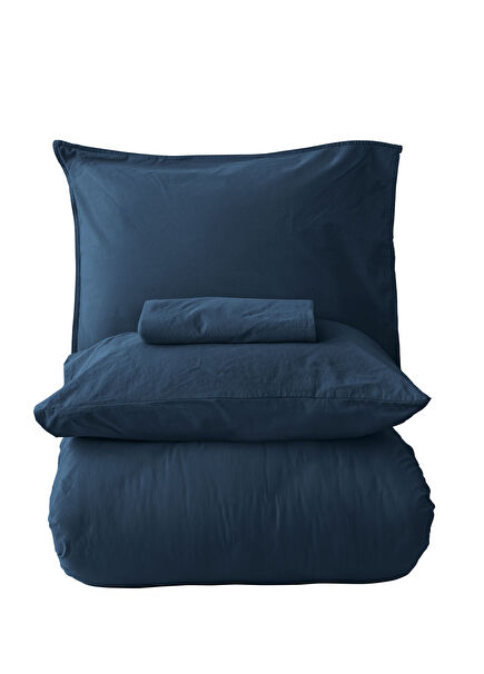 Jadore Lacivert %100 Pamuk Stonewashed Çift Kişilik Nevresim Takımı 200 x 220 cm
