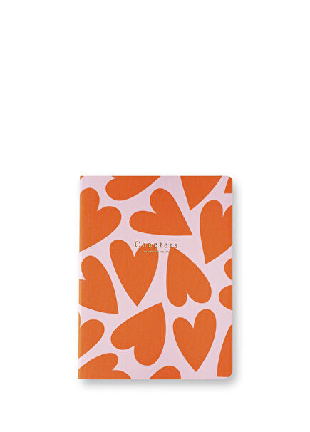 Pink & Orange Hearts Canvas Not Defteri