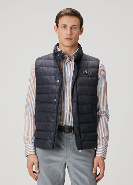 Lacivert Etnik Desenli Puff Yelek