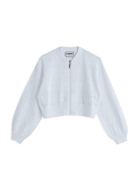 Beyaz Fermuarlı Kız Çocuk Hırka