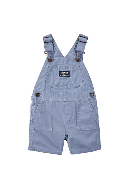 Blue Pocket Detailed Baby Boy Salopet Shorts