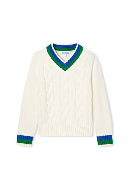 Off-White Knit V-Neck Boys' Sweater