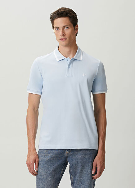 Light Blue White Polo Buttoned T-Shirt