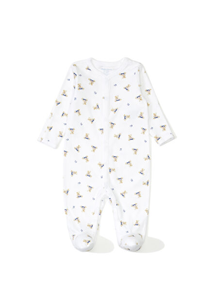 White Patterned Baby Jumpsuit