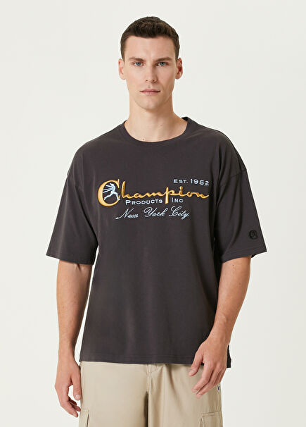 Anthracite Logo Embroidered T-shirt