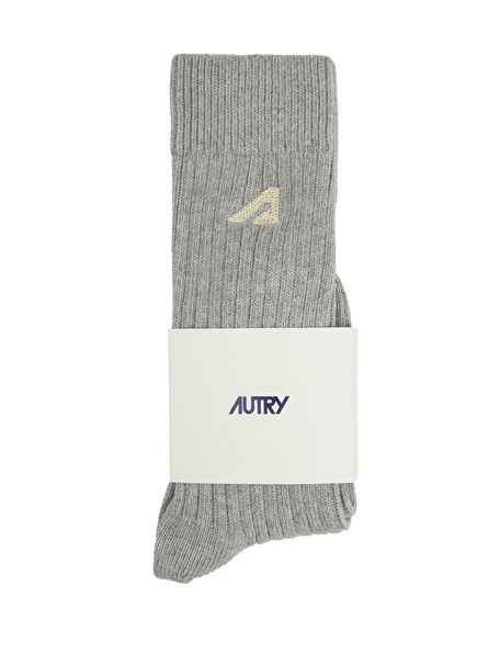 Grey Logo Embroidered Women's Socks