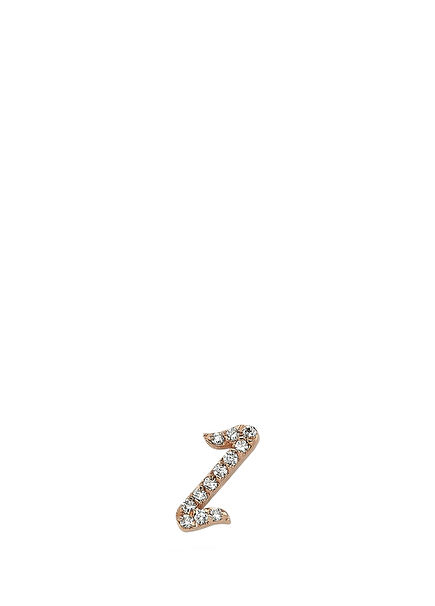 14K Rose Gold Women's Single Earrings with Letter A Diamonds