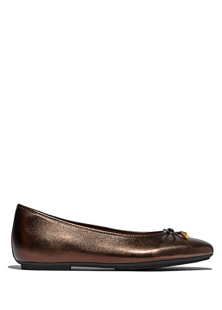 Delicato Bow Soft Brown Leather Women's Ballet Flats