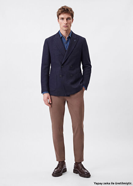 Slim Fit Chino Pants with Mink-Colored Drawstring