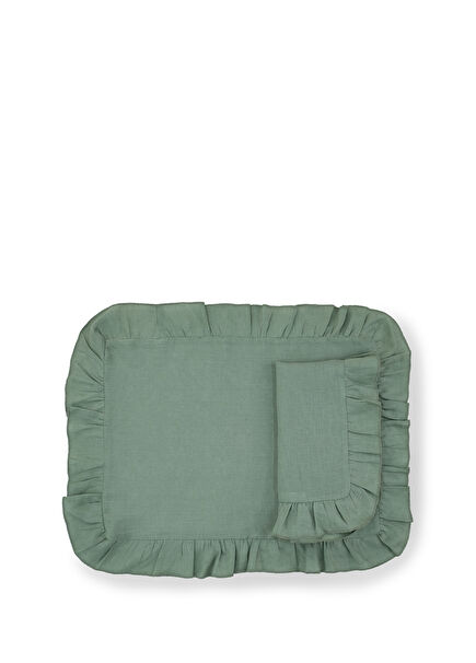 Green Ruffled Linen Placemat