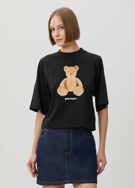 Bear Boxy Black Printed T-Shirt
