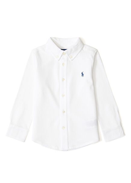 White Logo Embroidered Boys' Shirt