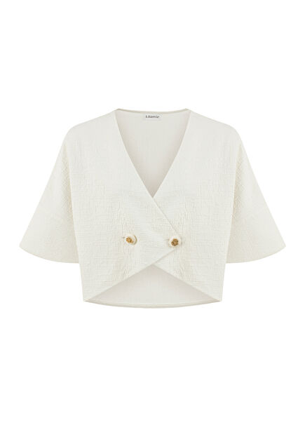 Tokyo White Short-Sleeved Women's Crop Jacket