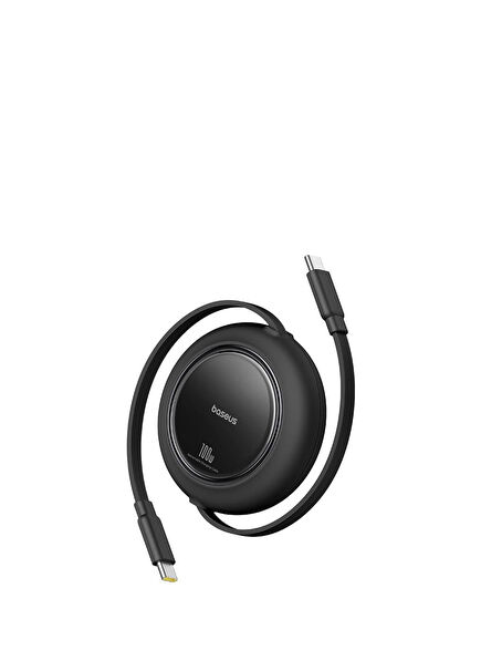 Free2Pull Mini Makaralı USB-C to USB-C 100W Siyah Hızlı Şarj ve Data Kablosu