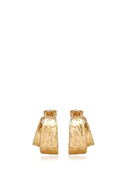 Gold Double Amorphous Women Hoop Earrings