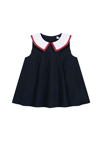 Fiba Navy Blue White Baby Girl Dress