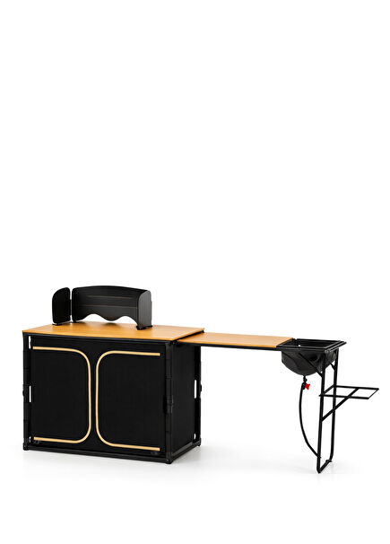 Premium Camp Kitchen Station Bambu Portatif Kamp Mutfağı