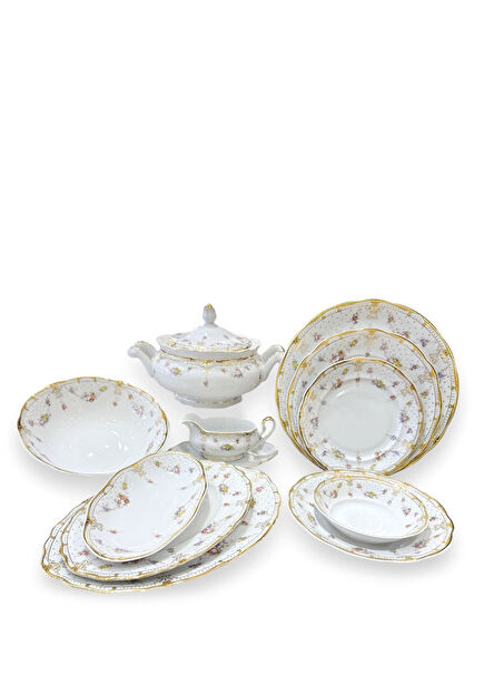 Elisabeth Bohemia Beyaz Porselen 12 Kişilik 78 Parça Yemek Takımı