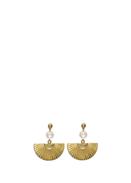 Fan Pearl Studded 22 Carat Gold Plated Women's Earrings