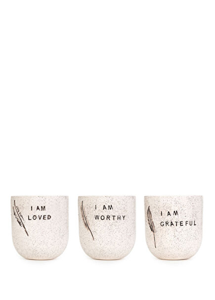 Handmade Set of 3 Silver Ceramic Mugs