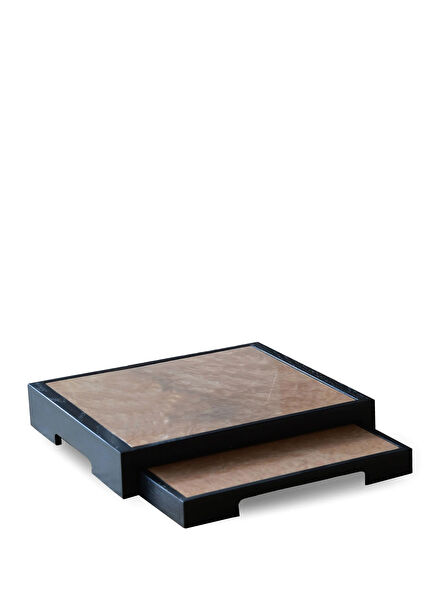 Edge Serisi Siyah Kenarlı Akçaağaç Ahşap 2'li Servis Tepsisi Seti