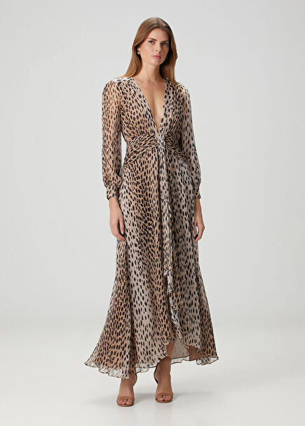 Meera Leopar Desenli Maksi Elbise