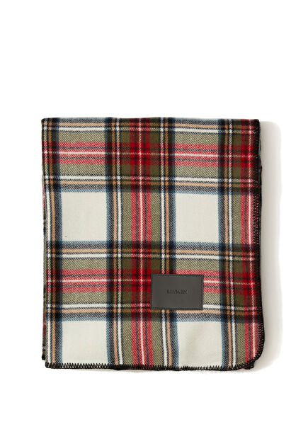 Krem Kırmızı Ekose Desenli Battaniye