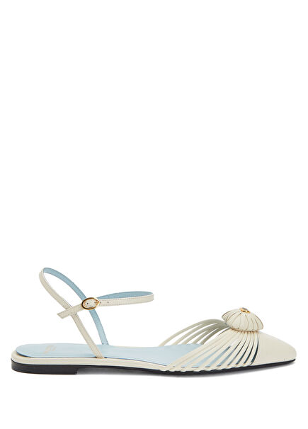 Beige Leather Ballet Flats