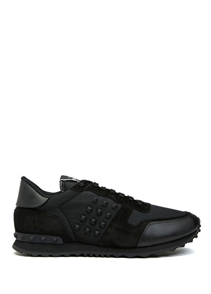 Rockstud Black Men's Leather Sneakers