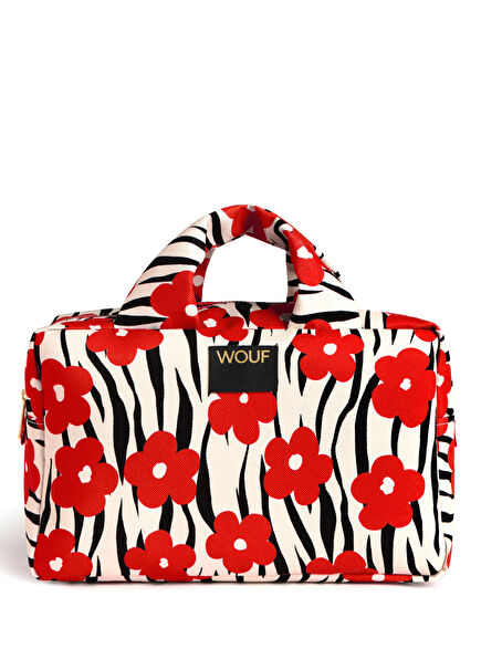 Wildflower Desenli Büyük Boy Makyaj Çantası