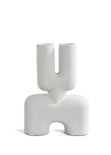 Cobra Double Beyaz Seramik Vazo