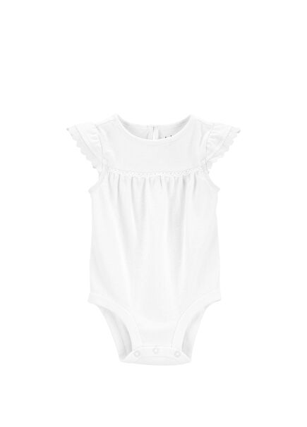 Beyaz Pamuklu Çıtçıtlı Kız Bebek Zıbın