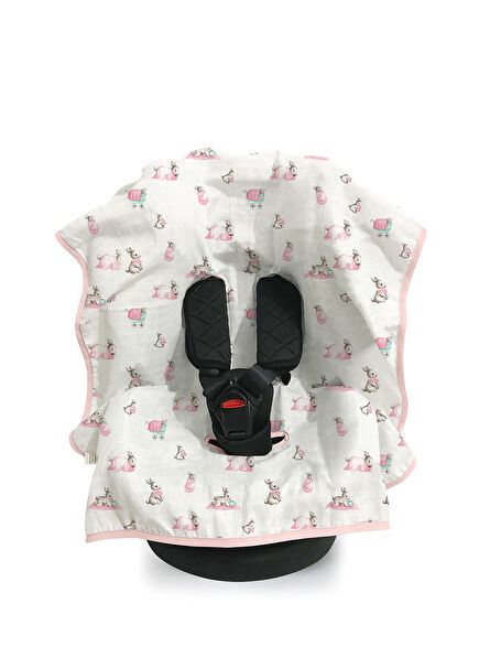%100 Pamuk Bébé Lapin Rose Müslin Puset & Oto Koltuk Örtüsü