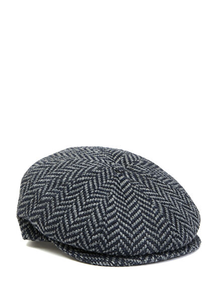 Navy Blue Grey Men's Wool Hat