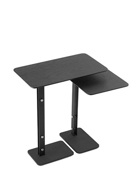 Bay Window Black Chrome Metal Legged Oak Table Table Set