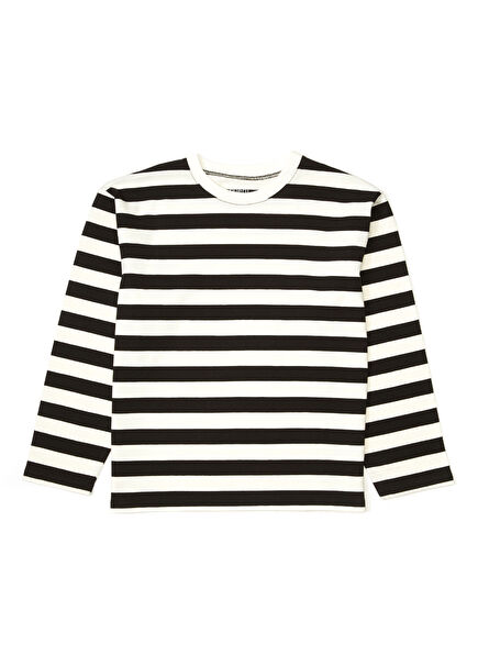 Siyah Beyaz Çizgili Kız Çocuk T-shirt