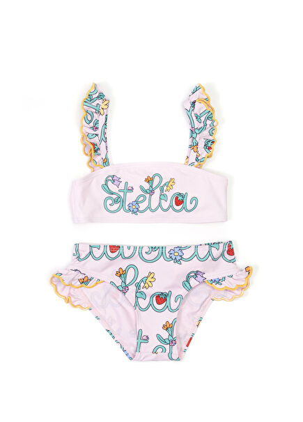 Çok Renkli Fırfırlı Kız Çocuk Bikini Takımı