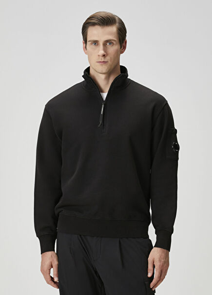 Siyah Fermuarlı Sweatshirt