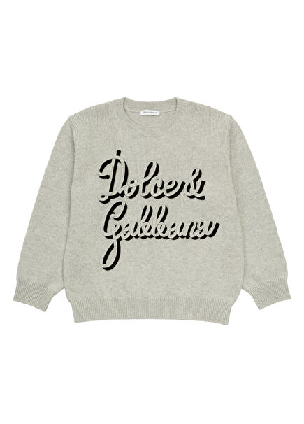 Gri Bej Erkek Çocuk Yün Kazak